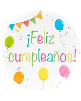 Imagens de Platos Feliz Cumpleaños Cartón 23 cm Pack 8