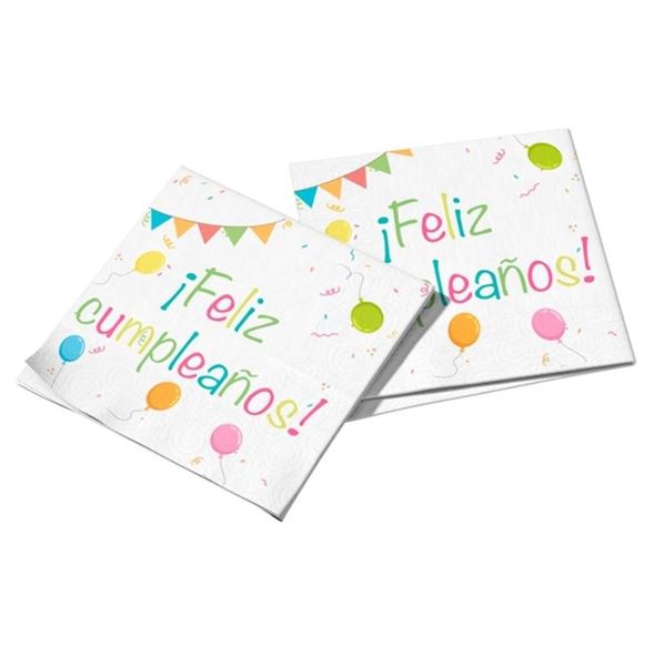 Imagens de Servilletas Feliz Cumpleaños papel 33cm (20uds)