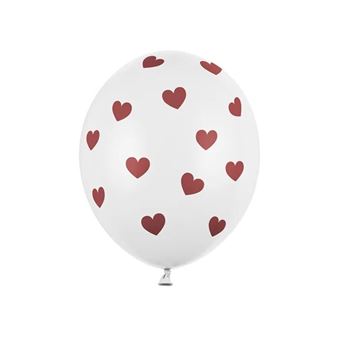 Picture of Globos Blancos Corazones Rojos Látex (6uds)