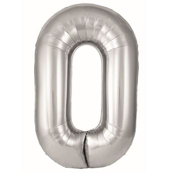 Imagen de Globo Foil Número 0 Plata Grande 86 cm