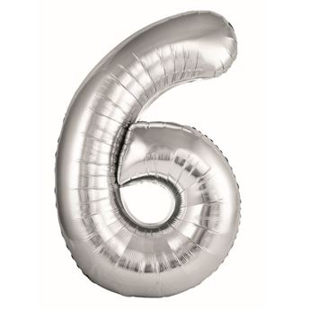 Imagen de Globo Foil Número 6 Plata Grande 86 cm