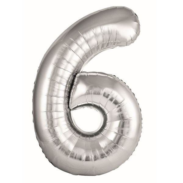 Imagen de Globo Foil Número 6 Plata Grande 86 cm