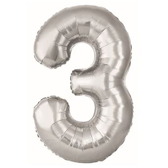 Imagen de Globo Foil Número 3 Plata Grande 86 cm
