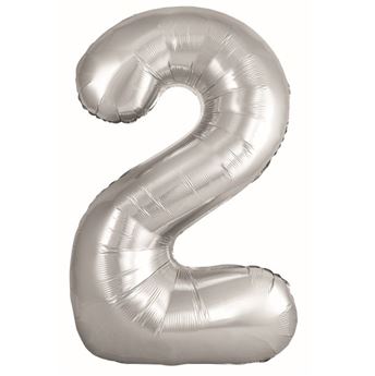 Imagen de Globo Foil Número 2 Plata Grande 86 cm