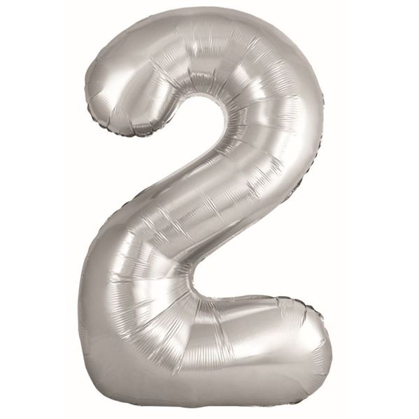 Imagen de Globo Foil Número 2 Plata Grande 86 cm
