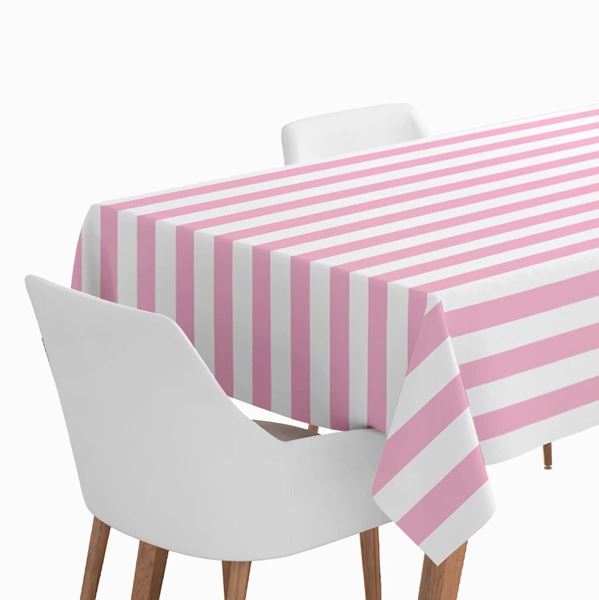 Picture of Mantel Rayas Rosa y Blanco Papel Impermeable 120cm x 180cm