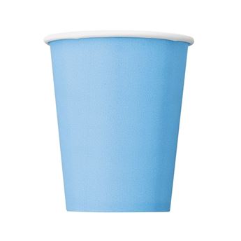 Imagen de Vasos Azul Pastel Unique cartón 266ml (8uds)
