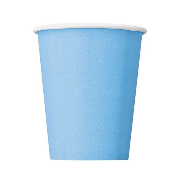 Imagen de Vasos Azul Pastel Unique cartón 266ml (8uds)