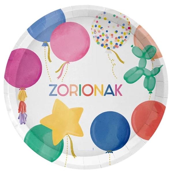 Picture of Platos Zorionak Cartón 23cm (6uds)