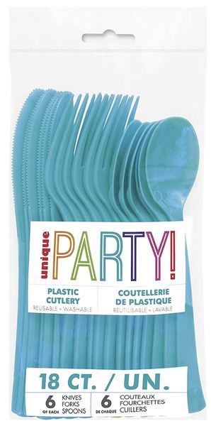 Imagens de Cubiertos Azul Caribeño Reutilizables (6x3)