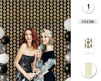 Imagen de Cortina Disco Espejo Decorativa Dorada (2m x 1m)