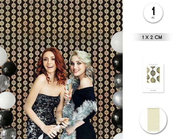 Imagen de Cortina Disco Espejo Decorativa Dorada (2m x 1m)