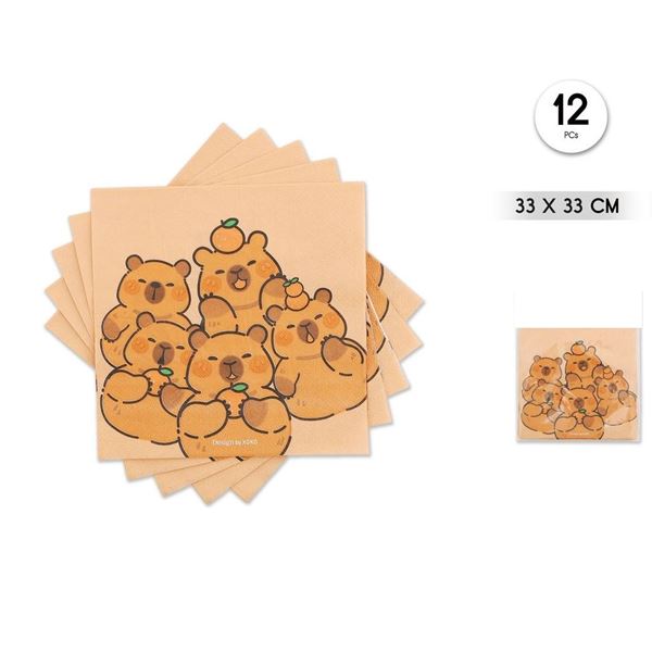Picture of Servilletas Capibara papel 33cm (12uds)