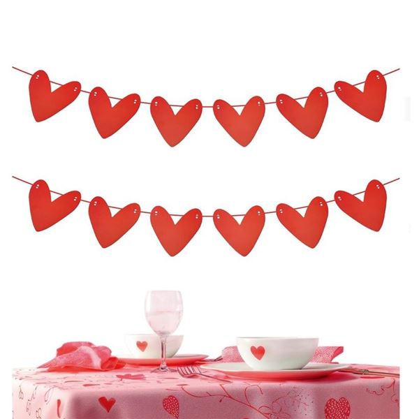 Imagen de Guirnalda Corazones Roja Cartón 3m