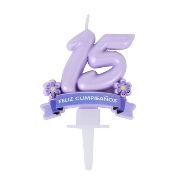 Picture of Vela 15 Cumpleaños Lila 7cm
