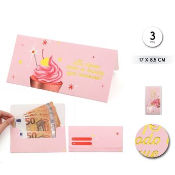 Picture of Sobres Regalo Celebraciones y Cumpleaños Rosa (3uds)