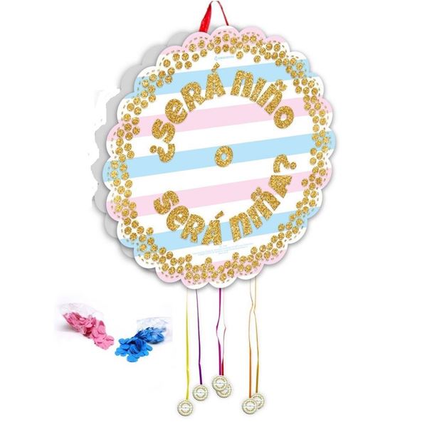Imagen de Piñata y Confeti Será Niño o Niña cartón (40cm=