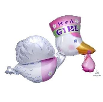 Imagens de Globo Cigüeña Rosa It’s a Girl (81cm x 58cm)