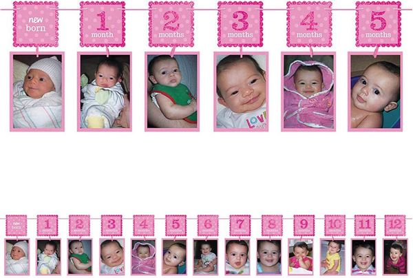 Imagen de Guirnalda Fotos Primer Año Bebé Rosa