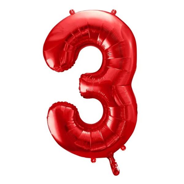 Imagens de Globo foil número 3 rojo metálico (86cm)