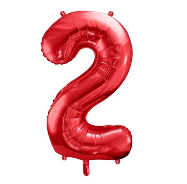 Imagen de Globo foil número 2 rojo metálico (86cm)