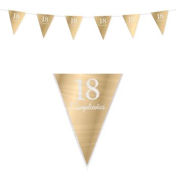 Imagen de Banderín 18 Cumpleaños Feliz  Dorado papel (4m)