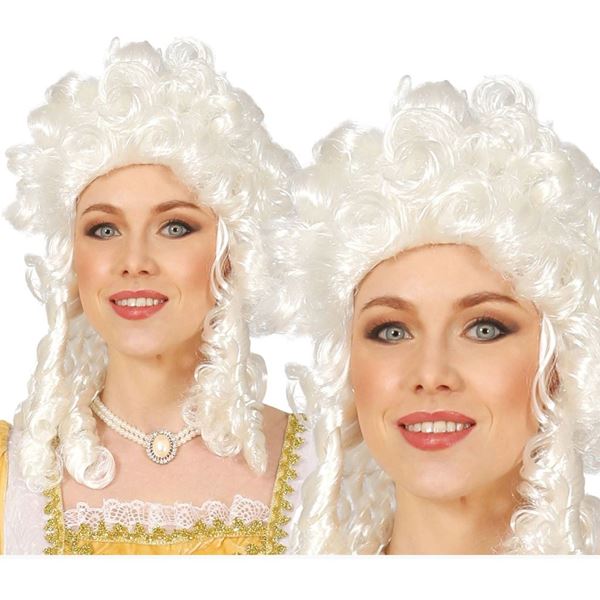 Imagens de Peluca de Época Barroca Blanca