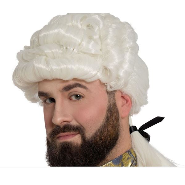 Imagen de Peluca de Época Barroca Blanca Hombre