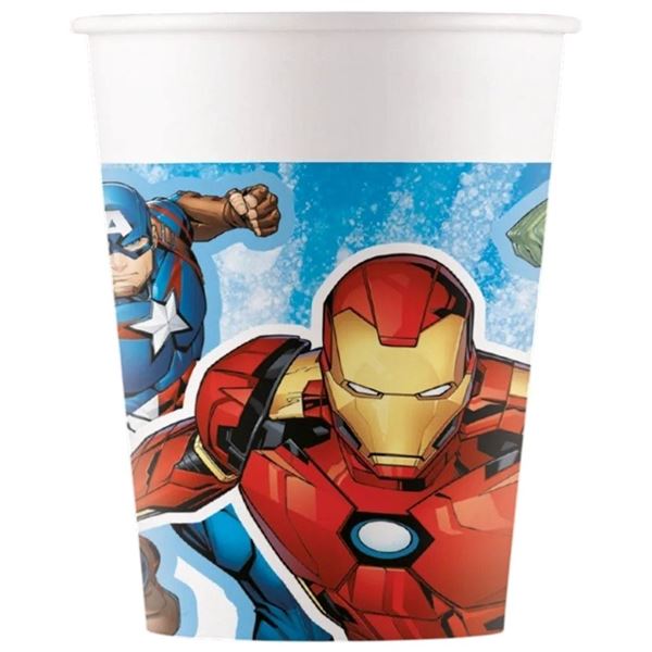 Imagen de Vasos Los Vengadores Marvel cartón 200ml (8uds)