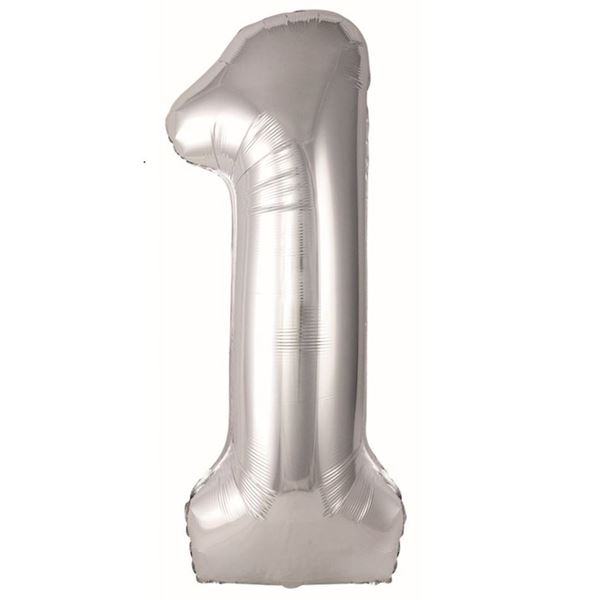 Imagen de Globo Foil Número 1 Plata Grande 86 cm