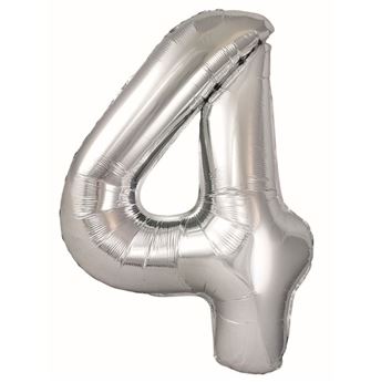 Imagen de Globo Foil Número 4 Plata Grande 86 cm