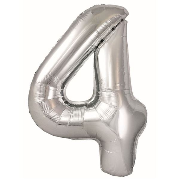 Imagen de Globo Foil Número 4 Plata Grande 86 cm