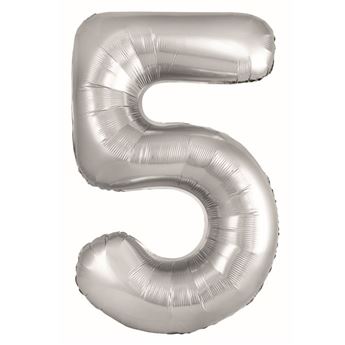 Imagen de Globo Foil Número 5 Plata Grande 86 cm