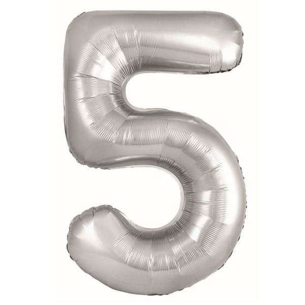 Imagen de Globo Foil Número 5 Plata Grande 86 cm