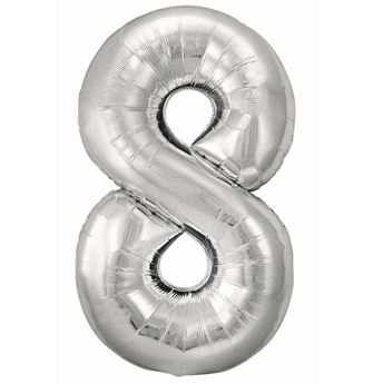 Imagen de Globo Foil Número 8 Plata Grande 86 cm