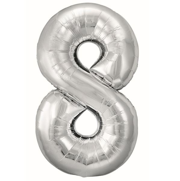 Imagen de Globo Foil Número 8 Plata Grande 86 cm