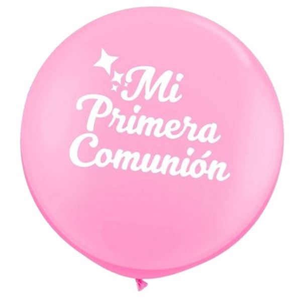 Imagen de Globo Mi Primera Comunión Rosa Látex (90cm)