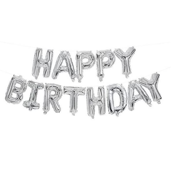 Picture of Guirnalda Globos Happy Birthday Plata (3.4m)