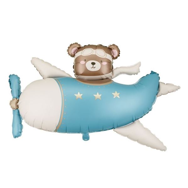 Imagen de Globo Oso en Avión Azul Foil (94cm)