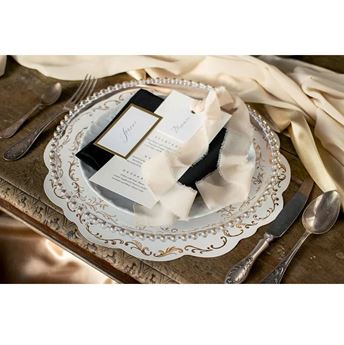 Imagen de Manteles Blancos con Adorno Dorado Individuales papel 35.5cm (6 unidades)