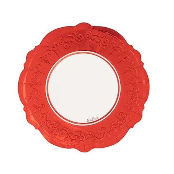 Imagens de Platos Blancos Liberty Borde Rojo cartón 21cm (8 uds.)