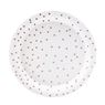 Imagen de Platos Blancos Puntos Rosa Dorados cartón 18cm (6 unidades)