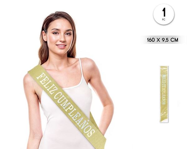 Imagens de Banda Feliz Cumpleaños Dorada 160cm x 9cm