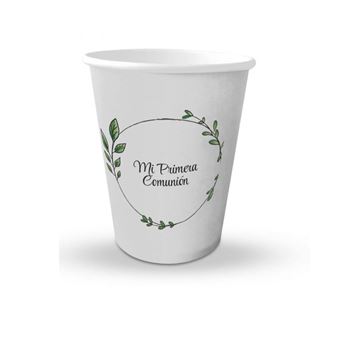 Imagens de Vasos Mi Primera Comunión Hojas Verdes cartón (8 unidades)