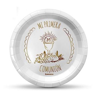 Imagens de Platos Mi Primera Comunión Cáliz cartón 18cm (8uds)