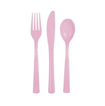 Imagen de Cubiertos plástico rosa pastel (18uds)