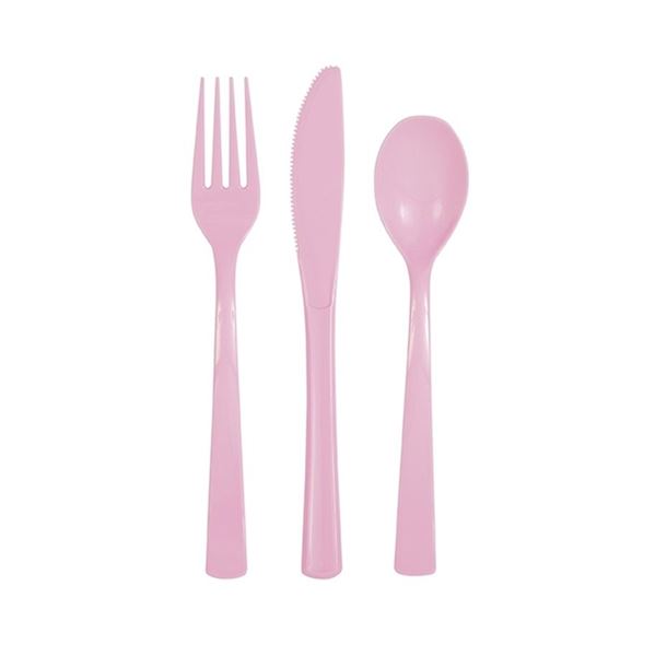 Picture of Cubiertos plástico rosa pastel (18uds)