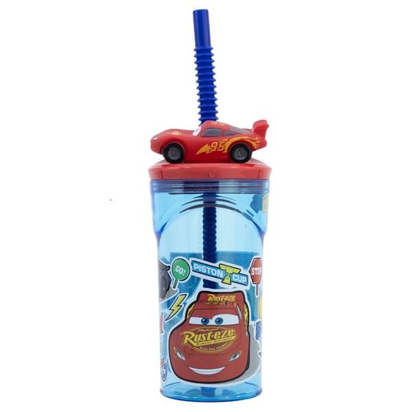Imagen de Vaso Cars 3D Con pajita y tapa 360ml 