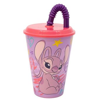 Imagen de Vaso Angel (Lilo & Stitch) con Tapa y Pajita 430ml Reutilizable