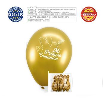 Imagen de Globos Látex Mi Primera Comunión Dorados (6uds)